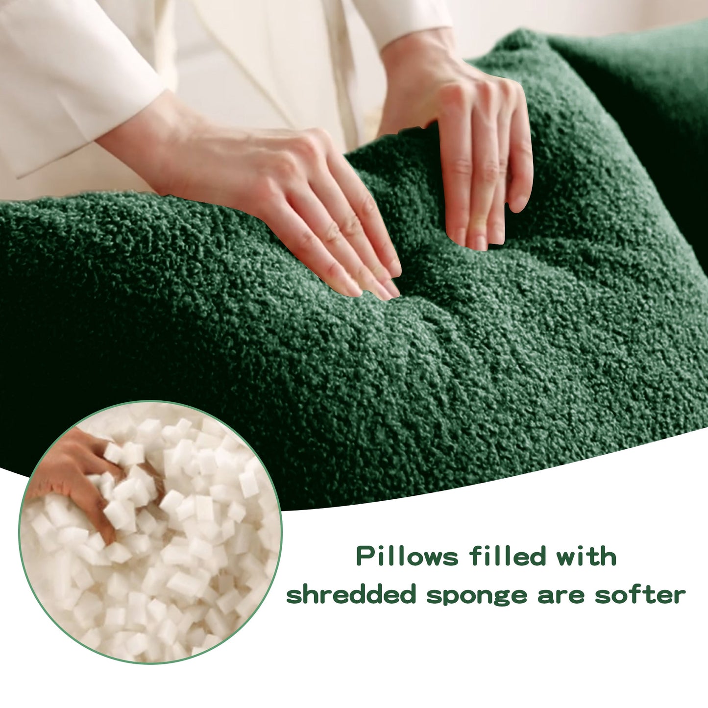 Soft Teddy Fabric Boneless Sectional Sofa