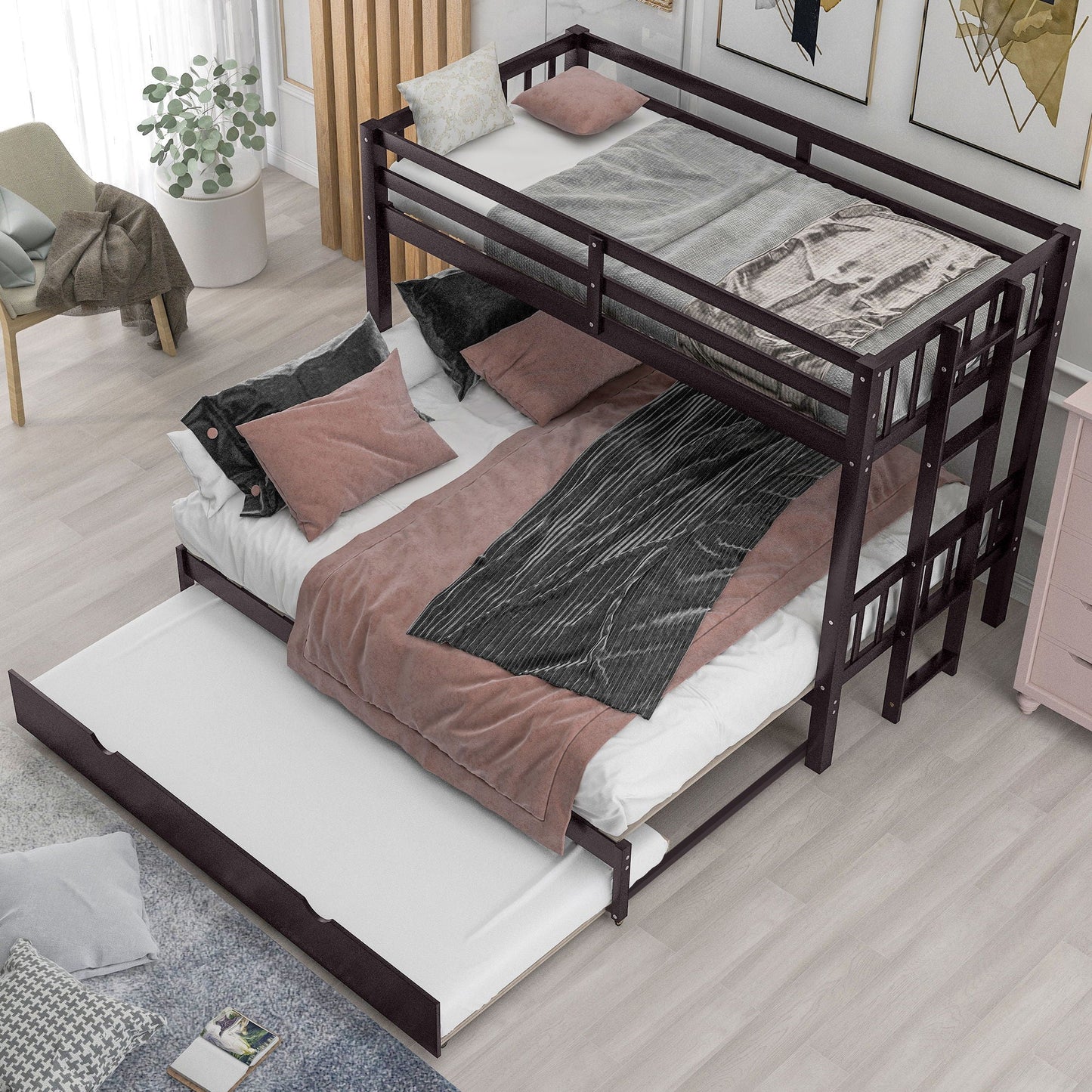 Smooth Mobility Bunk Bed With Trundle by HouseOfZazla dark espresso bunk bed frame on Tampa Home & Garden Store