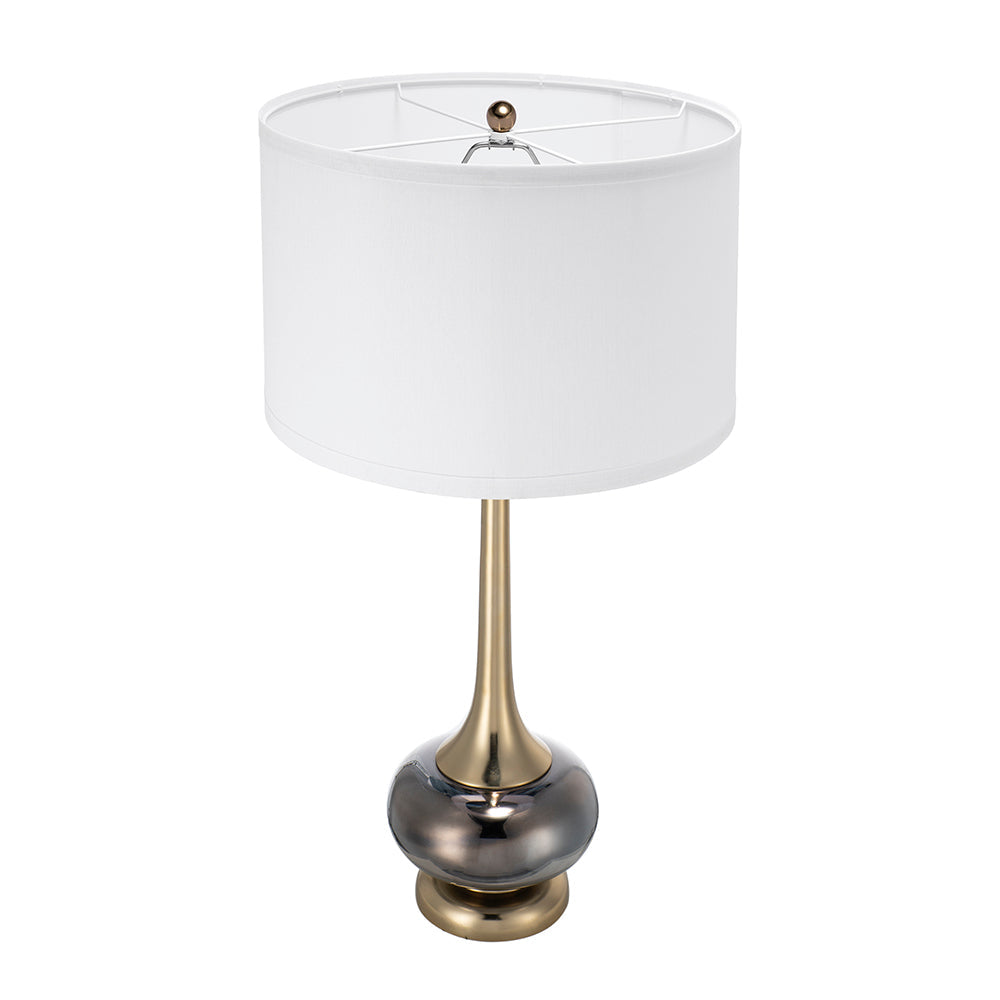 D15x29 table lamp with glass drum shade, brass-tone base, white shade by HouseOfZazla on Tampa Home & Garden Store