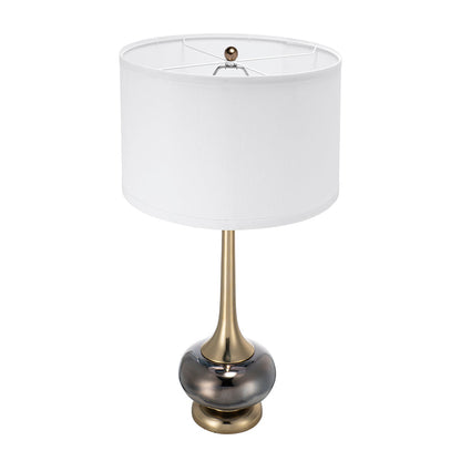 D15x29 table lamp with glass drum shade, brass-tone base, white shade by HouseOfZazla on Tampa Home & Garden Store