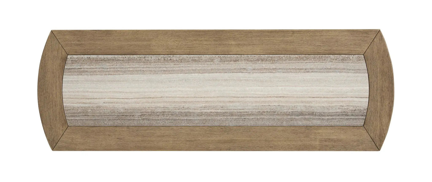 Bradford Rectangular End Table by Unique Piece Furniture with warm wood frame and beige panel on Tampa Home & Garden Store