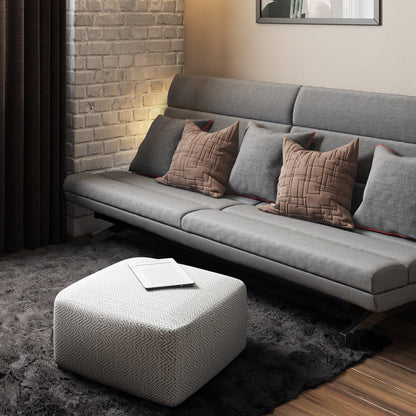 Nate Square Pouf Patterned Grey Melange, grey geometric textile accent pouf by HouseOfZazla on Tampa Home & Garden Store