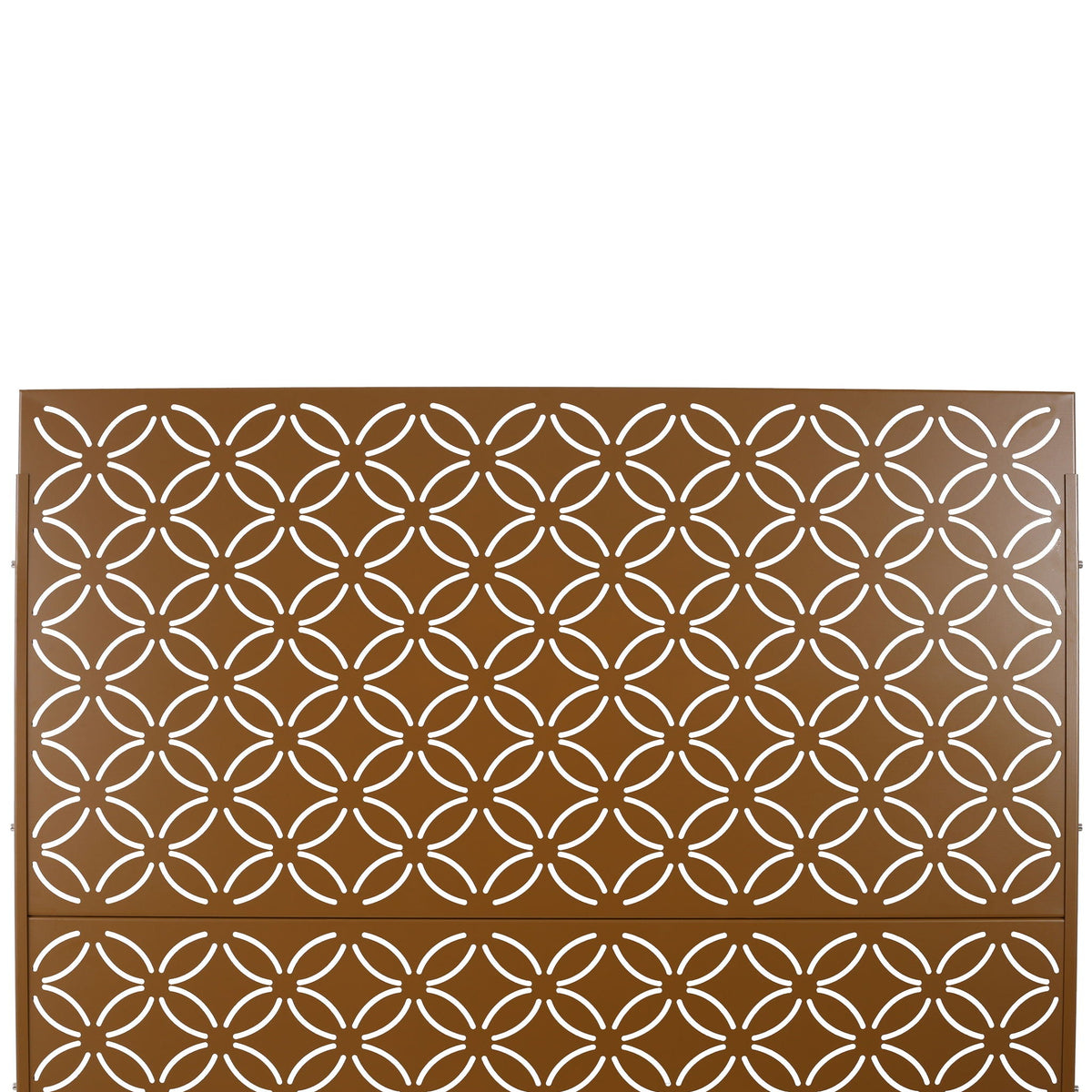 Metal privacy screen panel in brown rustproof steel with white lattice pattern HouseOfZazla on Tampa Home & Garden Store