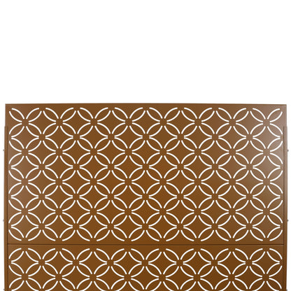 Metal privacy screen panel in brown rustproof steel with white lattice pattern HouseOfZazla on Tampa Home & Garden Store