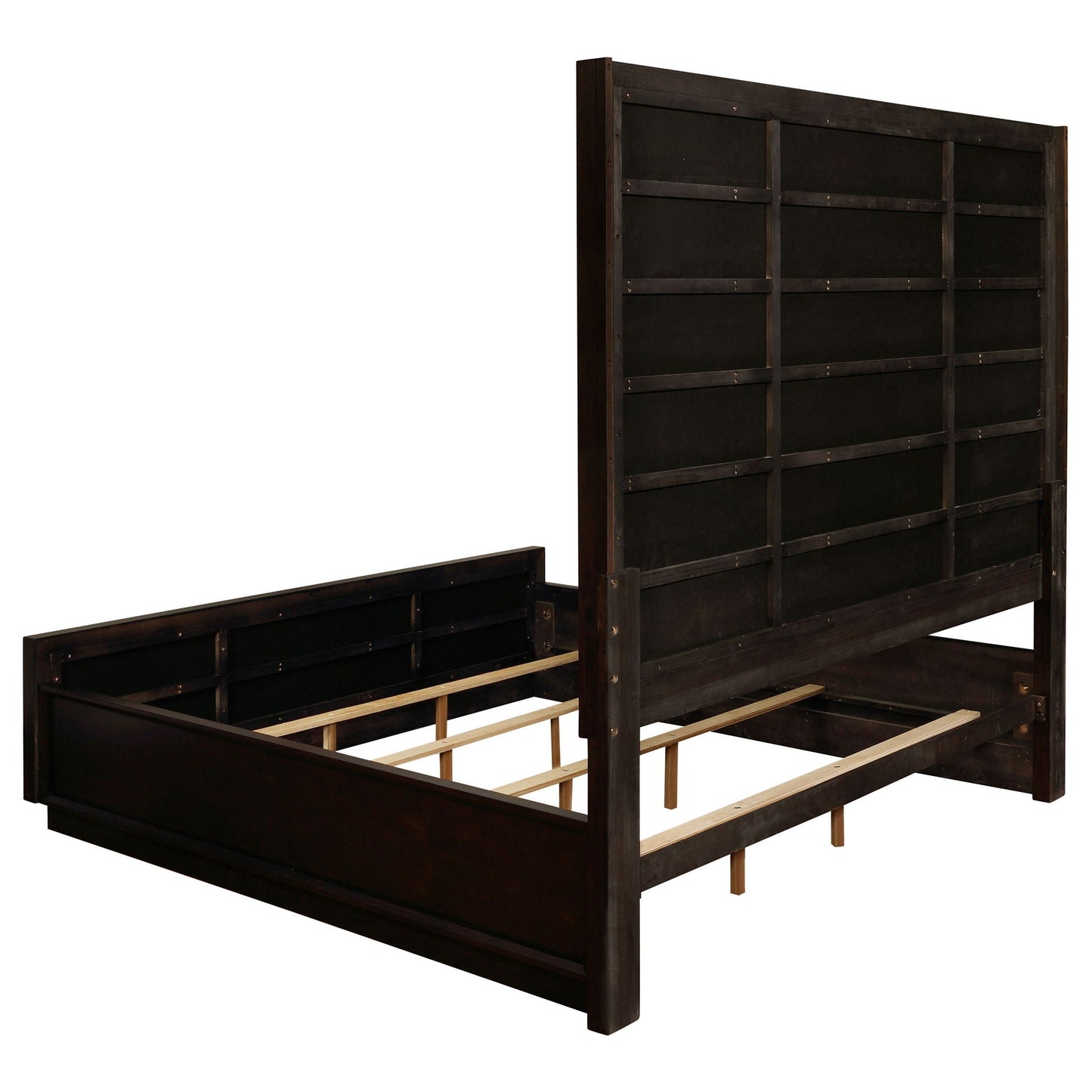 Drea Panel Bed by HouseOfZazla in dark wood with tall paneled headboard and rails on Tampa Home & Garden Store