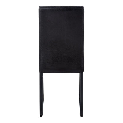 Dining Chair Side Upholstered black faux-leather set of 2 with tall back and metal legs on Tampa Home & Garden Store