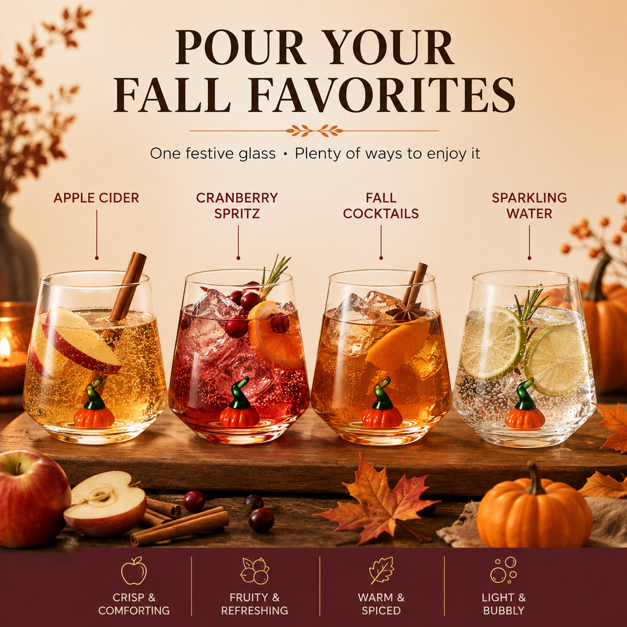 Clear Decorative Pumpkin Glass Set for Autumn