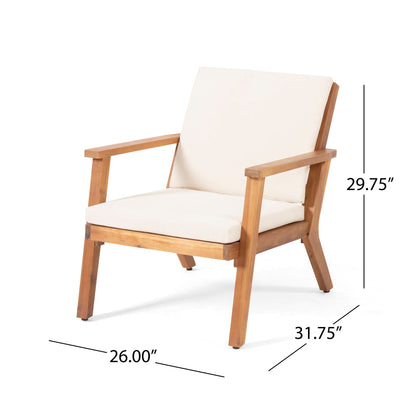 Outdoor Club Chair with Cushion by HouseOfZazla, wood frame with cream upholstery on Tampa Home & Garden Store