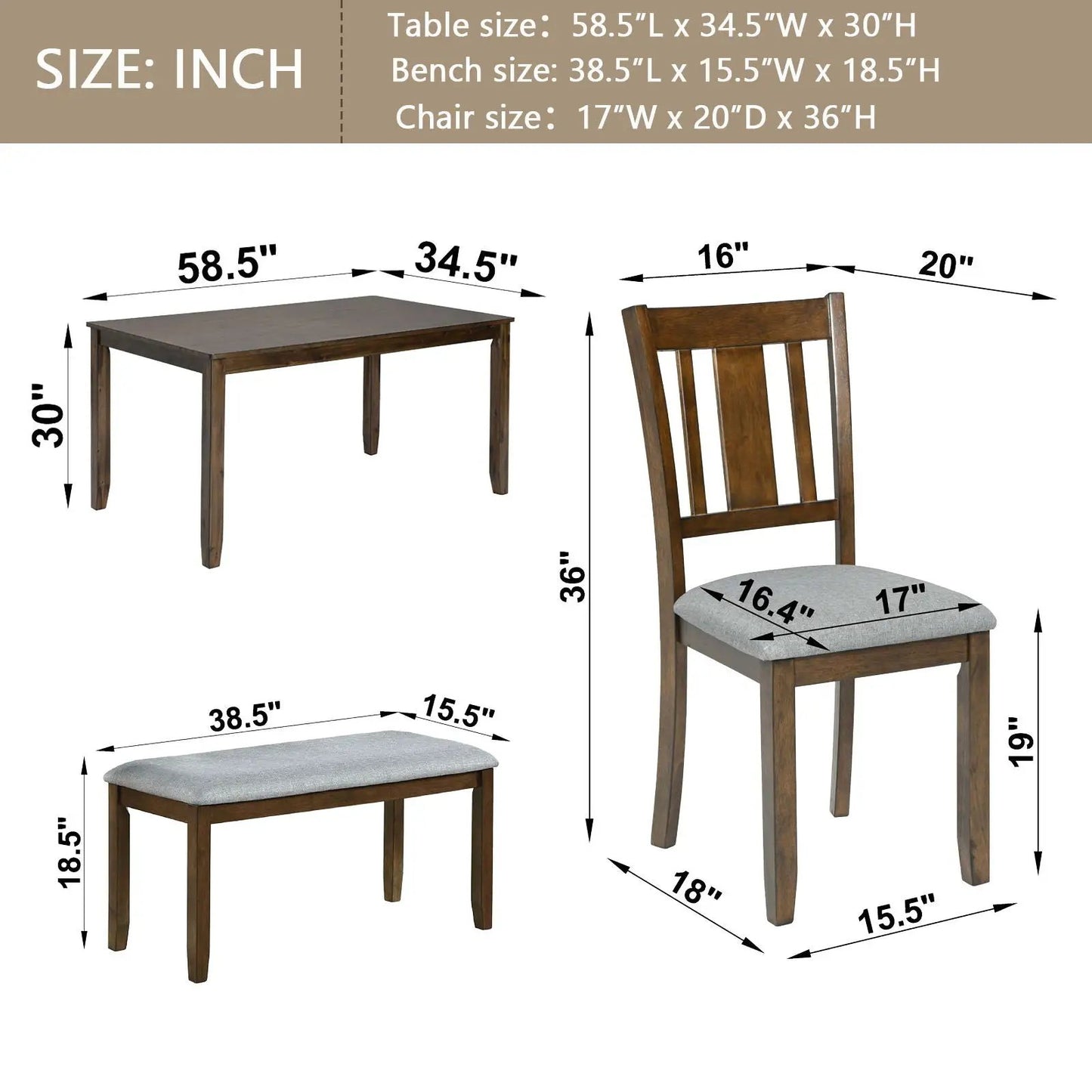 Kitchen Dining Set with rectangular table and upholstered chairs by Unique Piece Furniture on Tampa Home & Garden Store