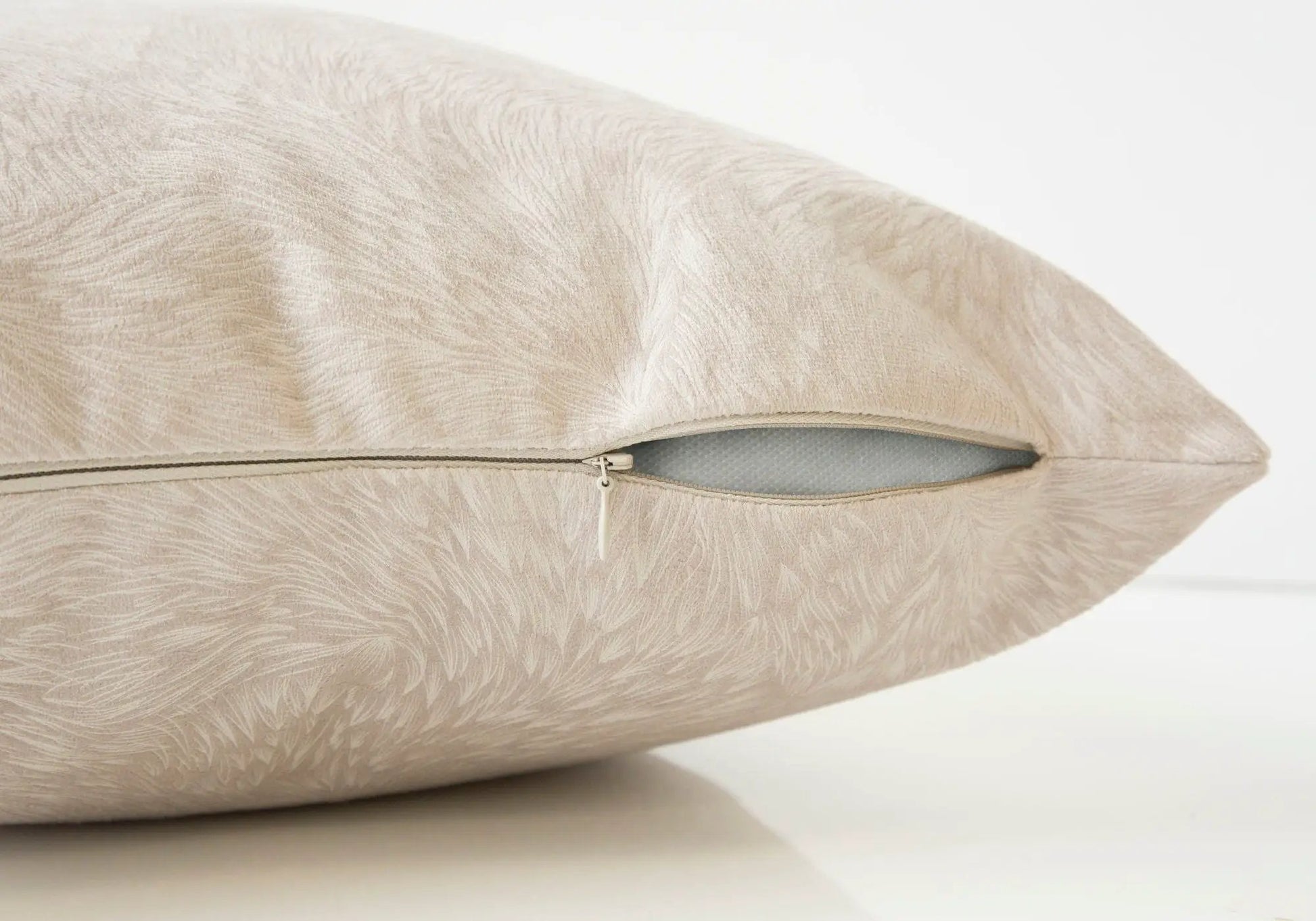 Square beige textured throw pillow with zip insert included Unique Piece Furniture on Tampa Home & Garden Store