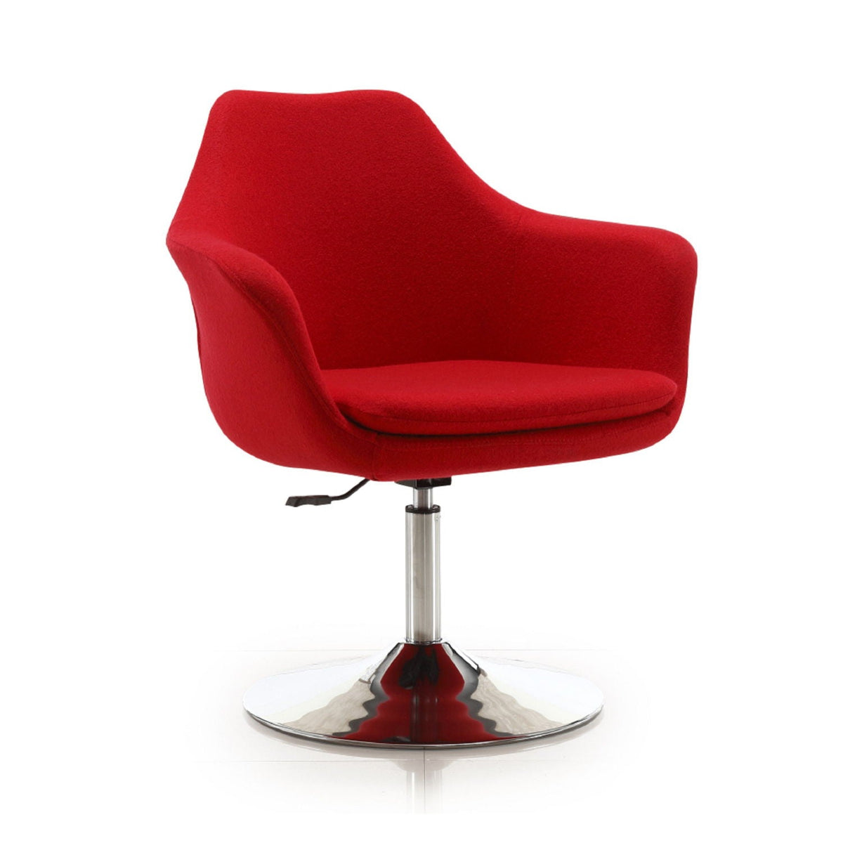 Red Kinsey swivel lounge chair by HouseOfZazla with adjustable height and chrome base on Tampa Home & Garden Store