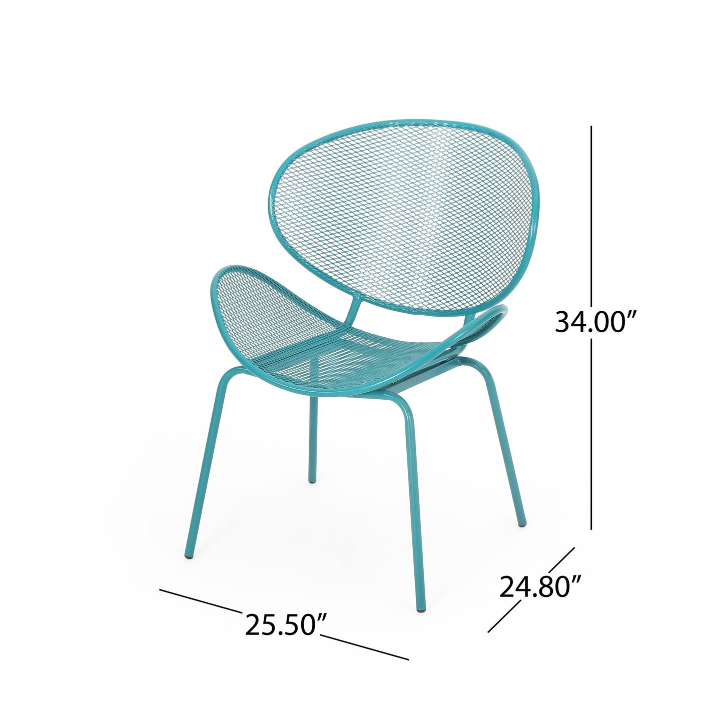 Elba Contemporary Outdoor Armless Chairs teal metal mesh set of 2 by HouseOfZazla on Tampa Home & Garden Store