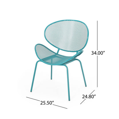 Elba Contemporary Outdoor Armless Chairs teal metal mesh set of 2 by HouseOfZazla on Tampa Home & Garden Store