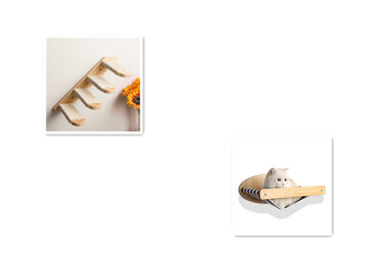 Pine wood cat climbing frame with wall hammock staircase and space capsule perch, 2-piece set Sell My Stuff on Tampa Home & Garden Store