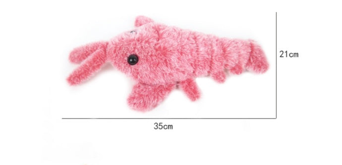 Pink plush shrimp toy for pets with fuzzy fur and black eyes, 35cm long on Tampa Home & Garden Store