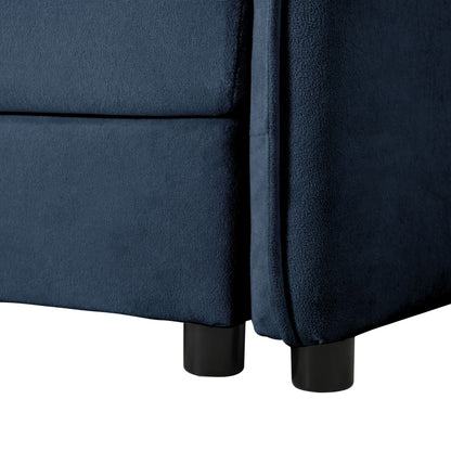 Modern Comfy Deep Seat Modular Sectional Sofa blue velvet upholstery with ottoman on Tampa Home & Garden Store