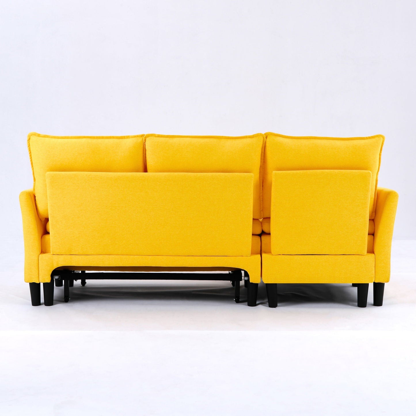 L-Shaped reversible chaise sectional sofa with storage in bright yellow upholstery on Tampa Home & Garden Store