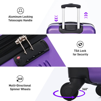 4-piece hardside luggage set in purple by HouseOfZazla with telescopic handle and TSA lock on Tampa Home & Garden Store