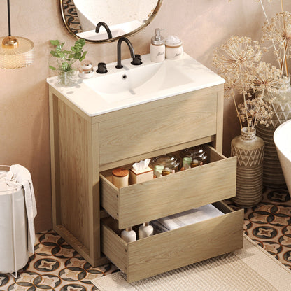 Freestanding vanity by HouseOfZazla with white ceramic sink and 2 full-extension drawers on Tampa Home & Garden Store
