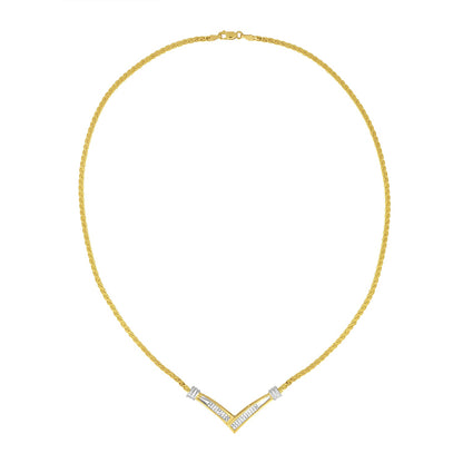 Bids.com 10K yellow-white gold 1/2 cttw diamond V necklace on 18-inch Franco chain on Tampa Home & Garden Store