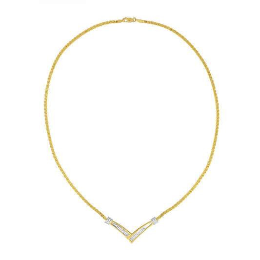 Bids.com 10K yellow-white gold 1/2 cttw diamond V necklace on 18-inch Franco chain on Tampa Home & Garden Store