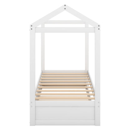 House Bed With Trundle Twin Size White wooden frame HouseOfZazla on Tampa Home & Garden Store