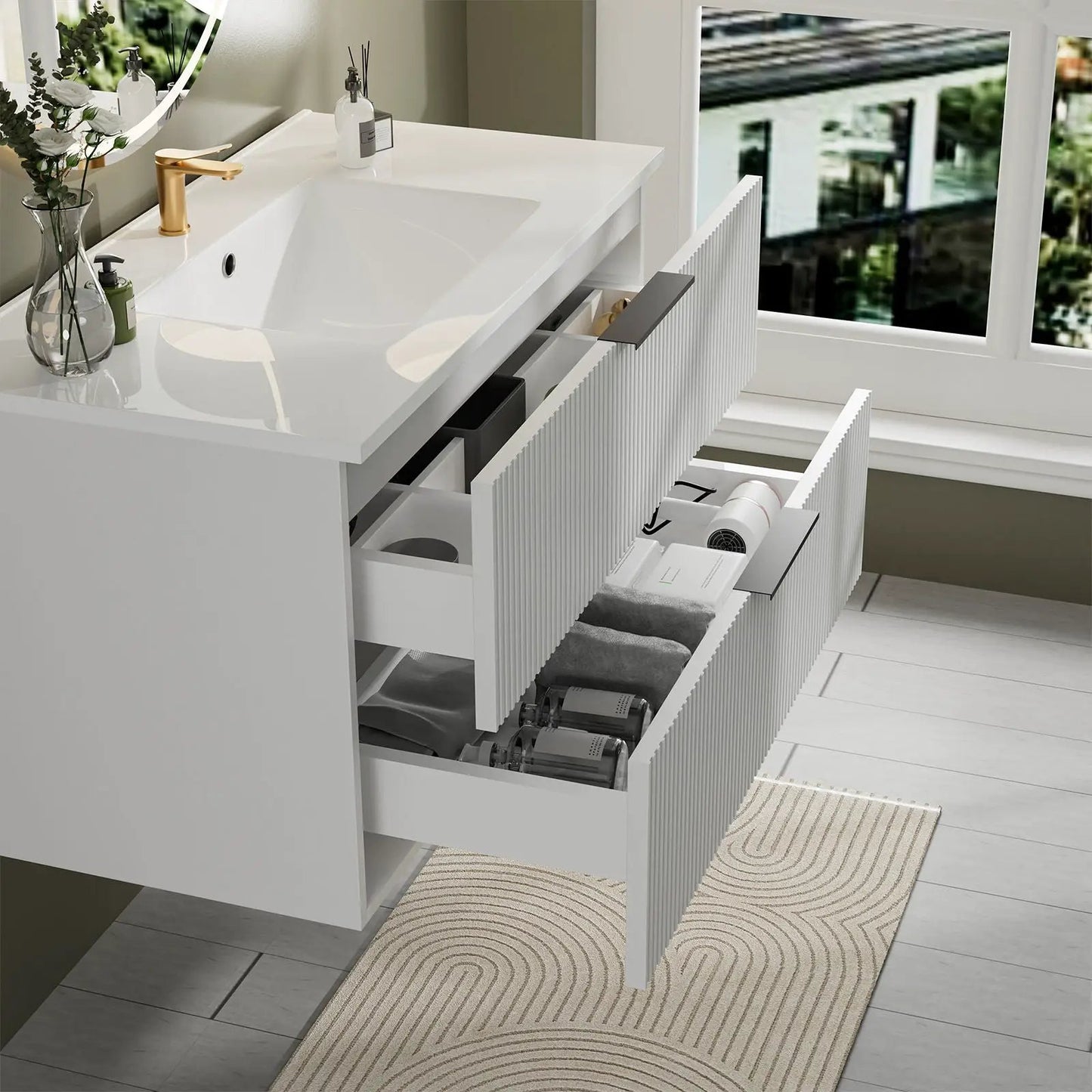 Floating Wall Mounted Vanity Sink and Drawers