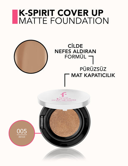Flormar K-Spirit Cover Up Semi-Matte Cushion Foundation shade 005 Beige by Beauty Care Bag on Tampa Home & Garden Store