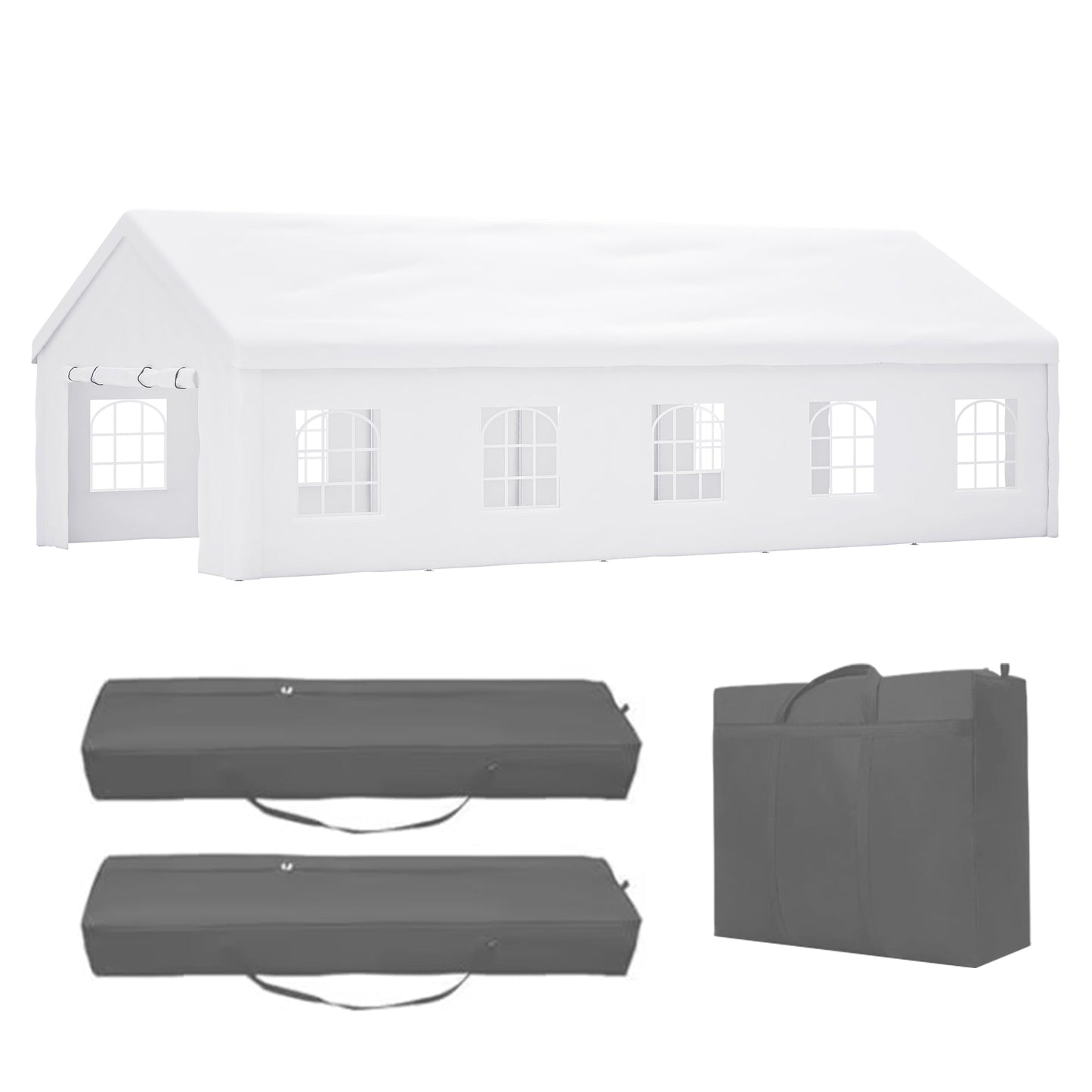 16x32 ft Party Tent with Removable Sidewalls by HouseOfZazla, white canopy with 3 carry bags on Tampa Home & Garden Store