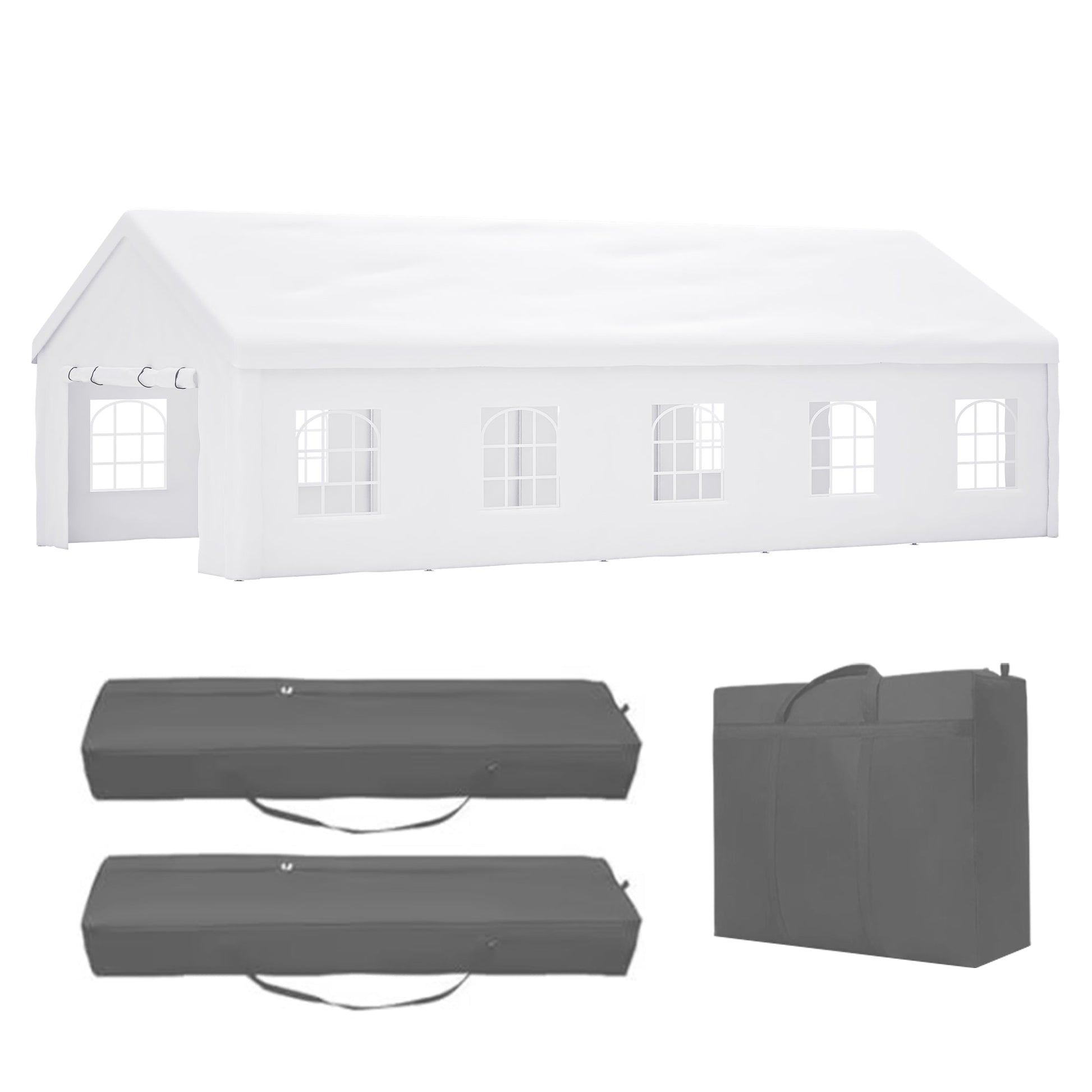 16x32 ft Party Tent with Removable Sidewalls by HouseOfZazla, white canopy with 3 carry bags on Tampa Home & Garden Store