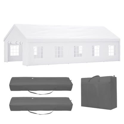 16x32 ft Party Tent with Removable Sidewalls by HouseOfZazla, white canopy with 3 carry bags on Tampa Home & Garden Store