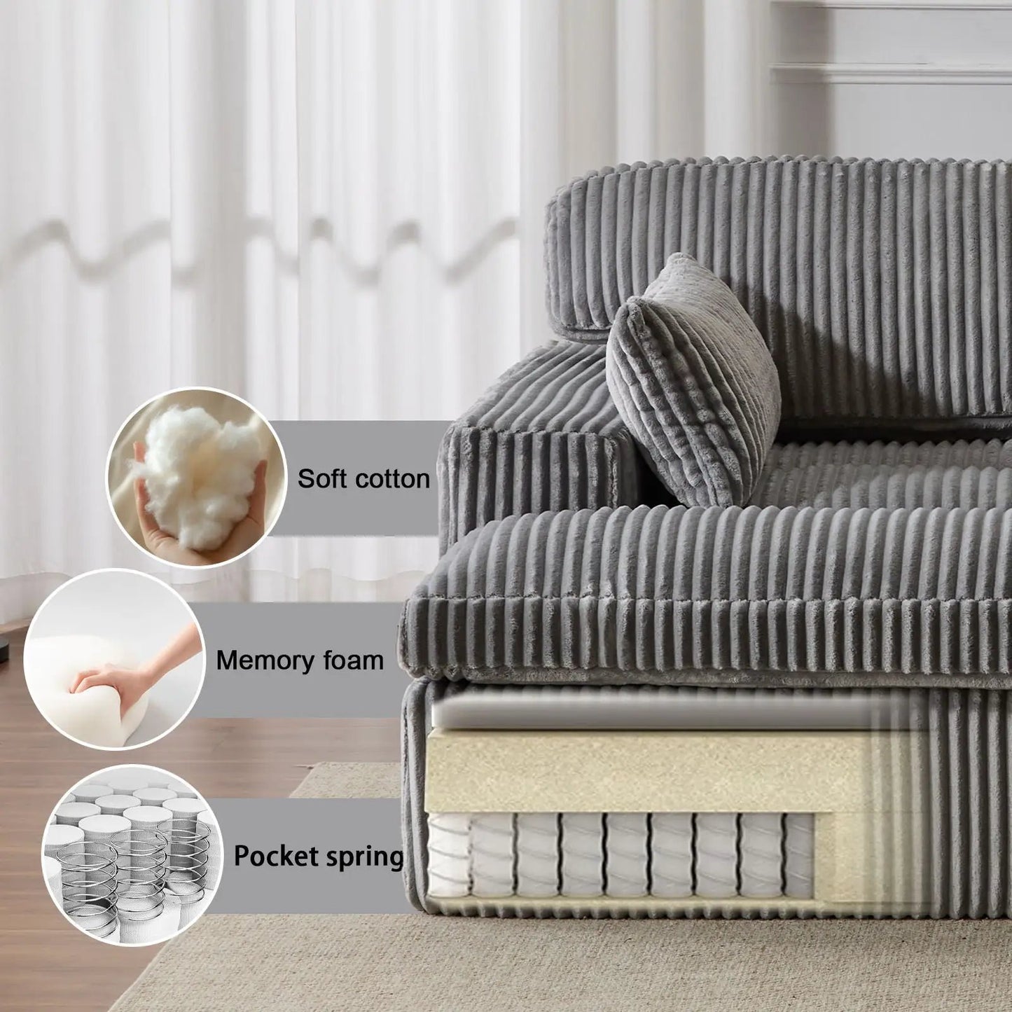 Oversized Double Chaise Lounge Chair Upholstered