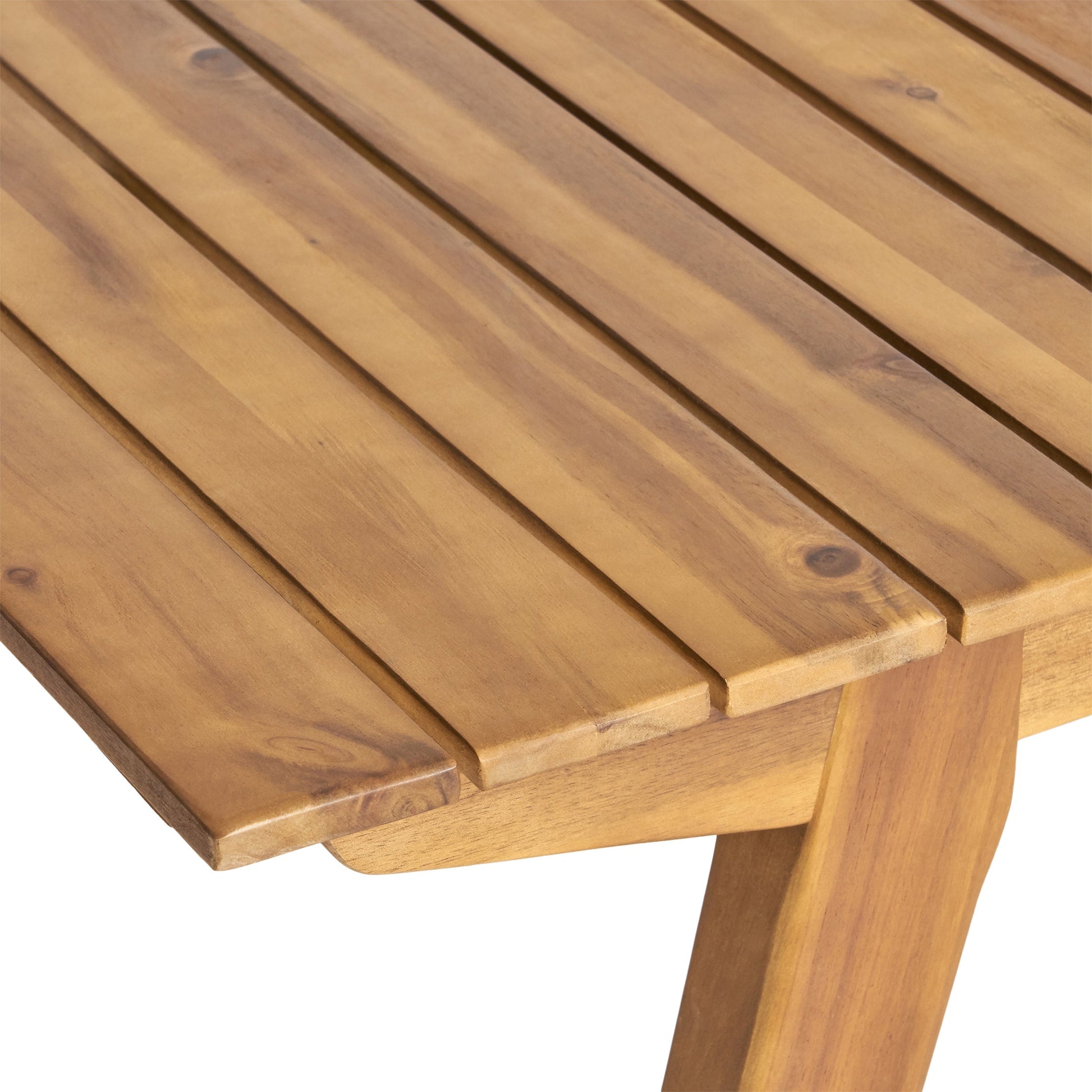 Outdoor dining table top in acacia wood with teak finish on Tampa Home & Garden Store