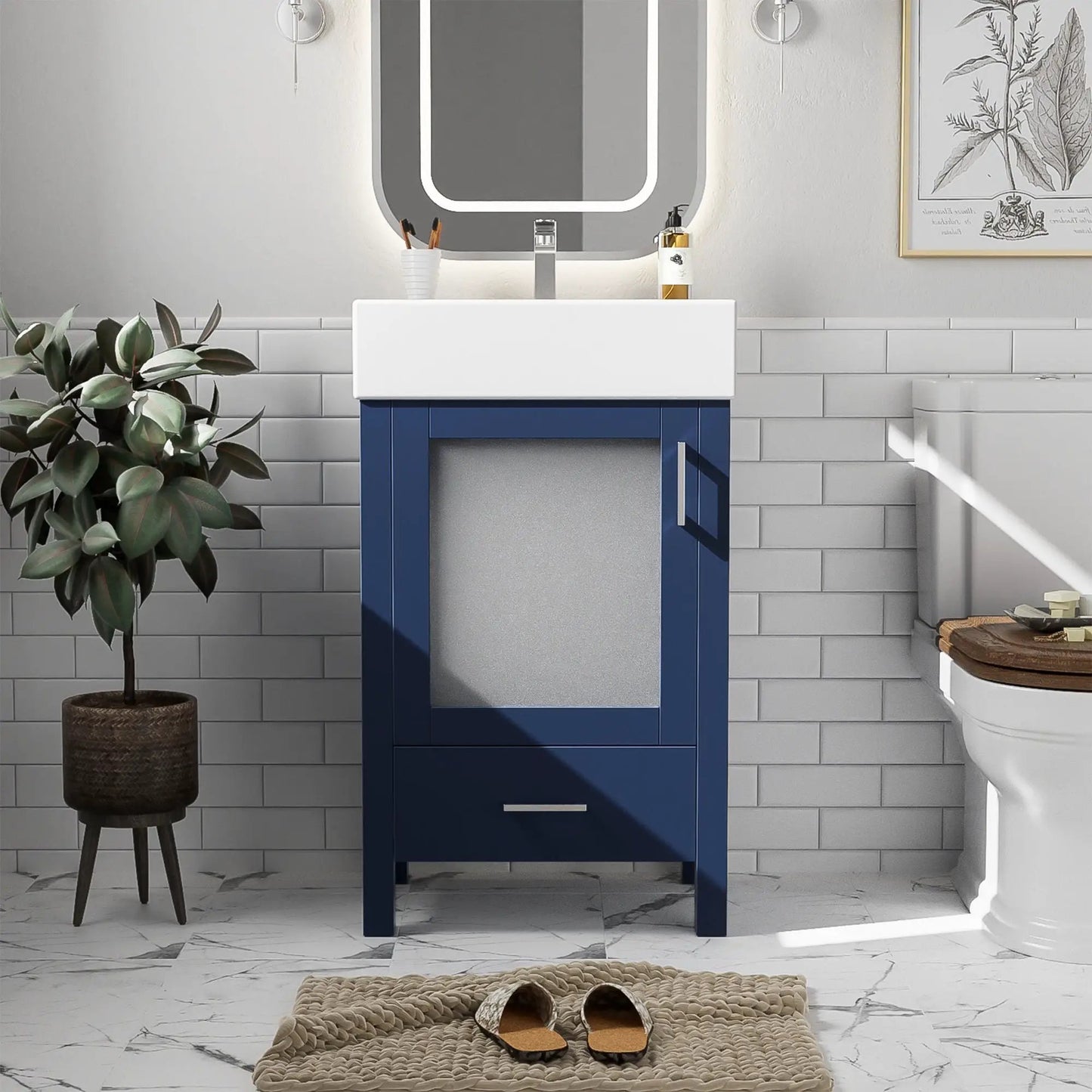 Bathroom Vanity with Ceramic Sink and Storage