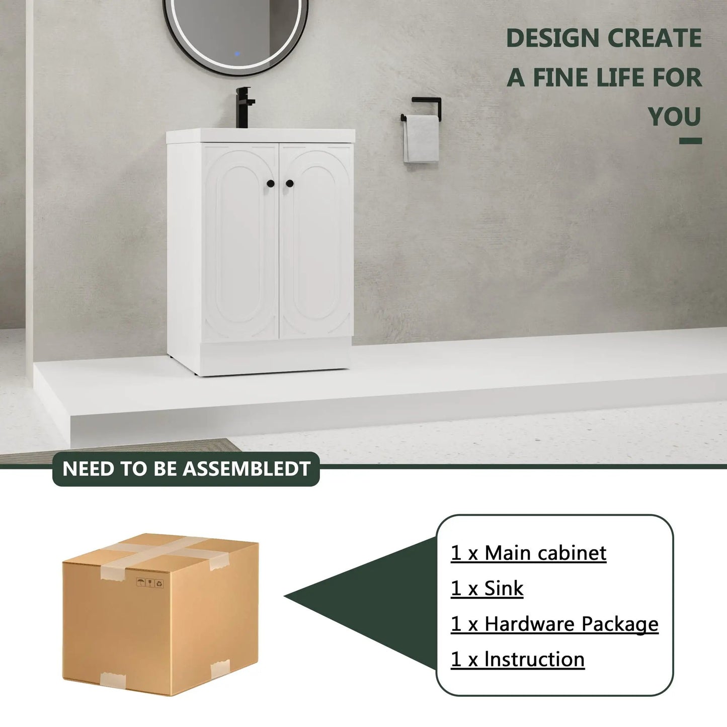 Contemporary bathroom vanity with resin sink and soft-close doors by Unique Piece Furniture on Tampa Home & Garden Store