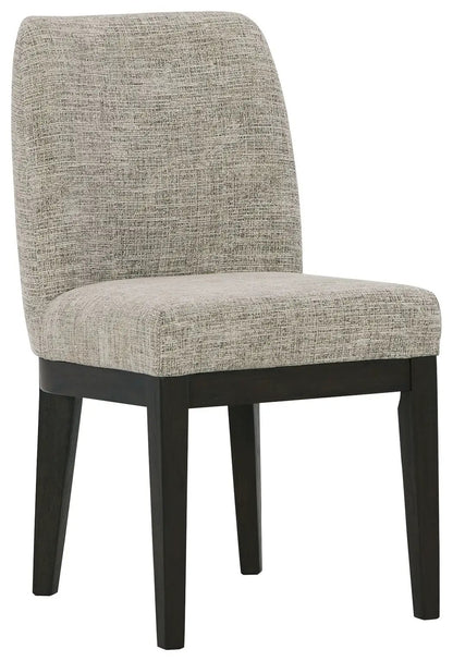 Burkhaus Dining UPH Side Chair set of 2 beige upholstery with dark brown legs on Tampa Home & Garden Store