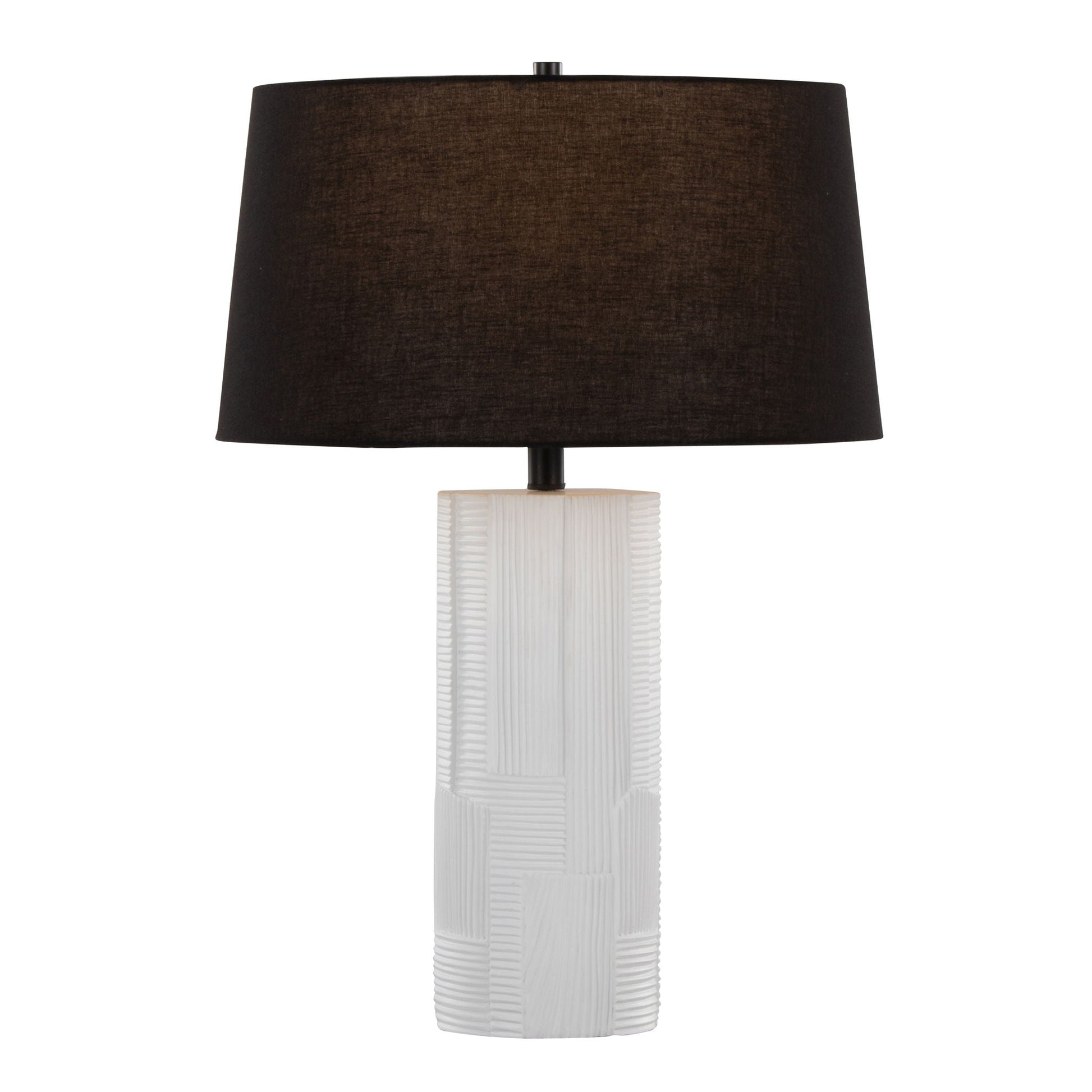Petra contemporary table lamp cream and black shade with ribbed white ceramic base on Tampa Home & Garden Store
