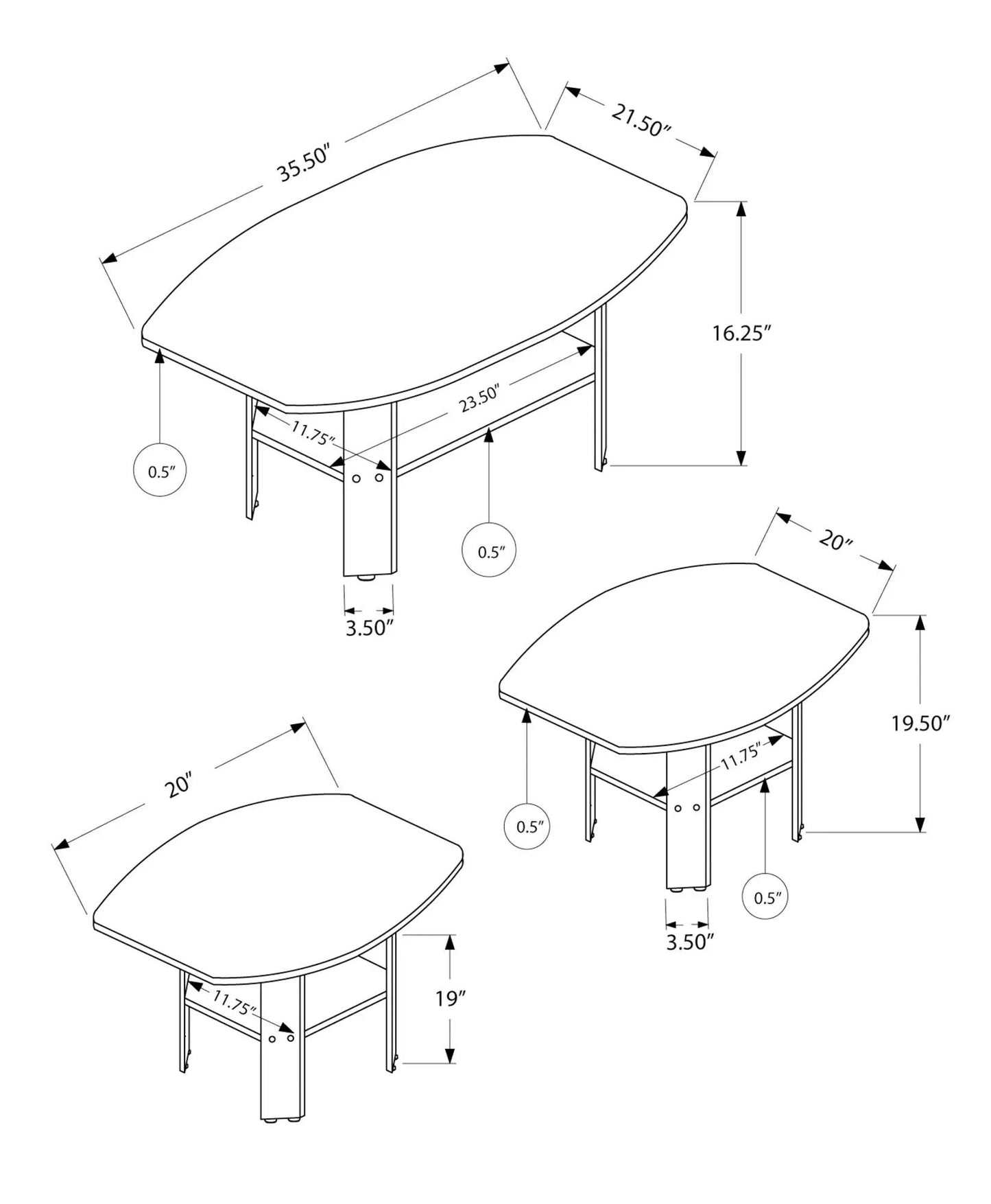 Espresso table set: coffee, end, side tables 3-piece by Unique Piece Furniture on Tampa Home & Garden Store
