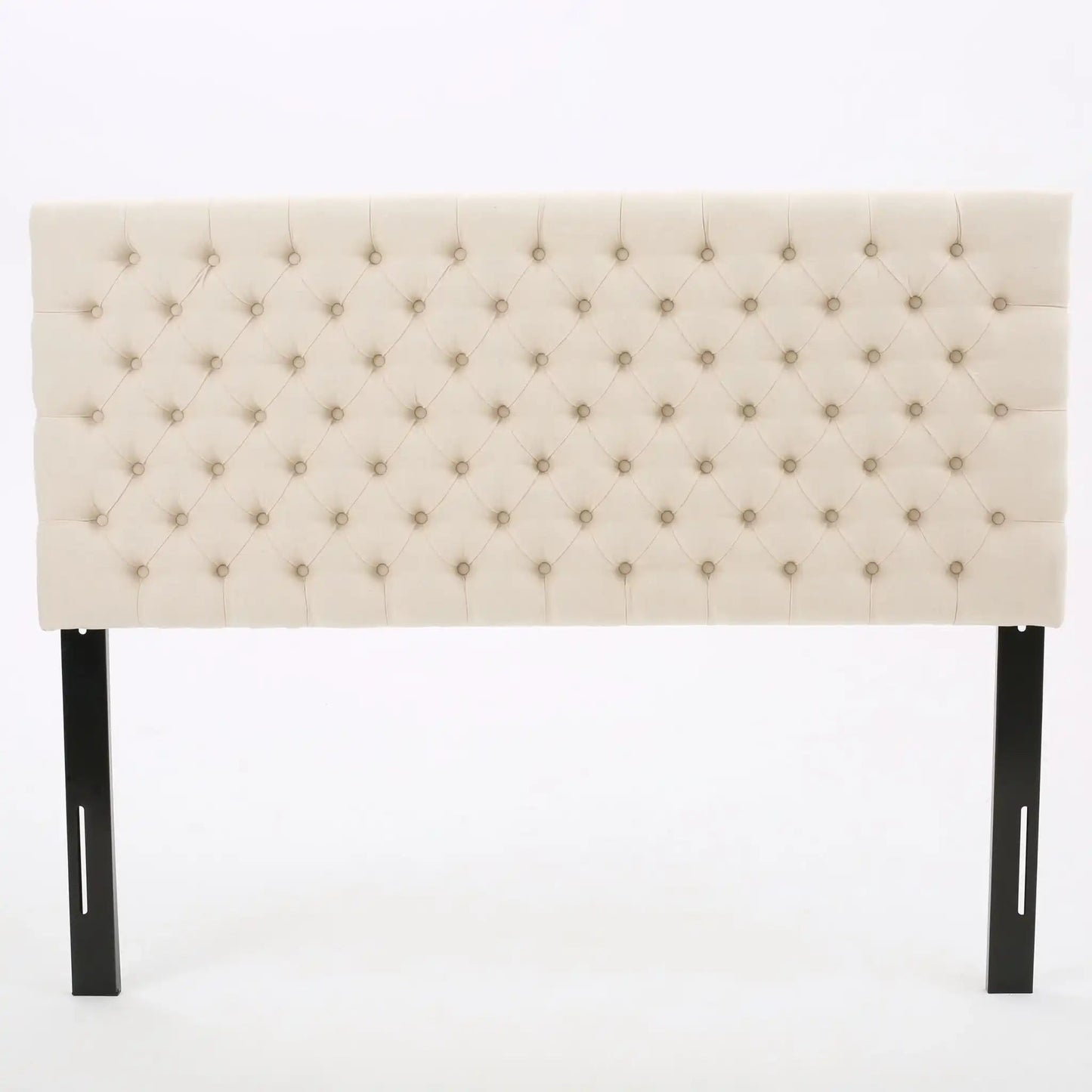 Annecy Upholstered Headboard cream tufted with diamond buttons, black legs HouseOfZazla on Tampa Home & Garden Store