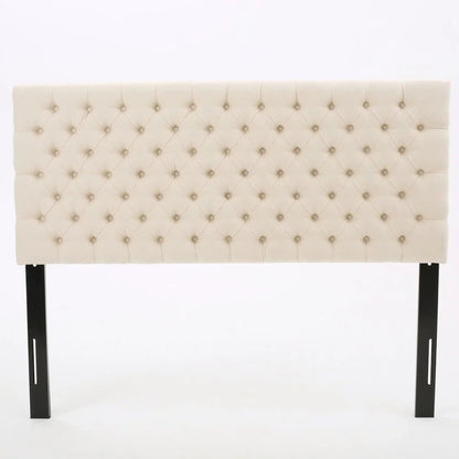 Annecy Upholstered Headboard cream tufted with diamond buttons, black legs HouseOfZazla on Tampa Home & Garden Store