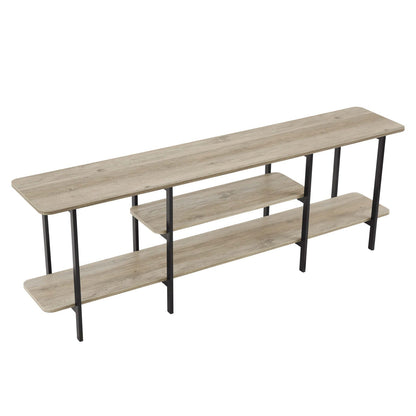 Celine 3-shelf console table by HouseOfZazla with oak veneer top and black metal frame on Tampa Home & Garden Store