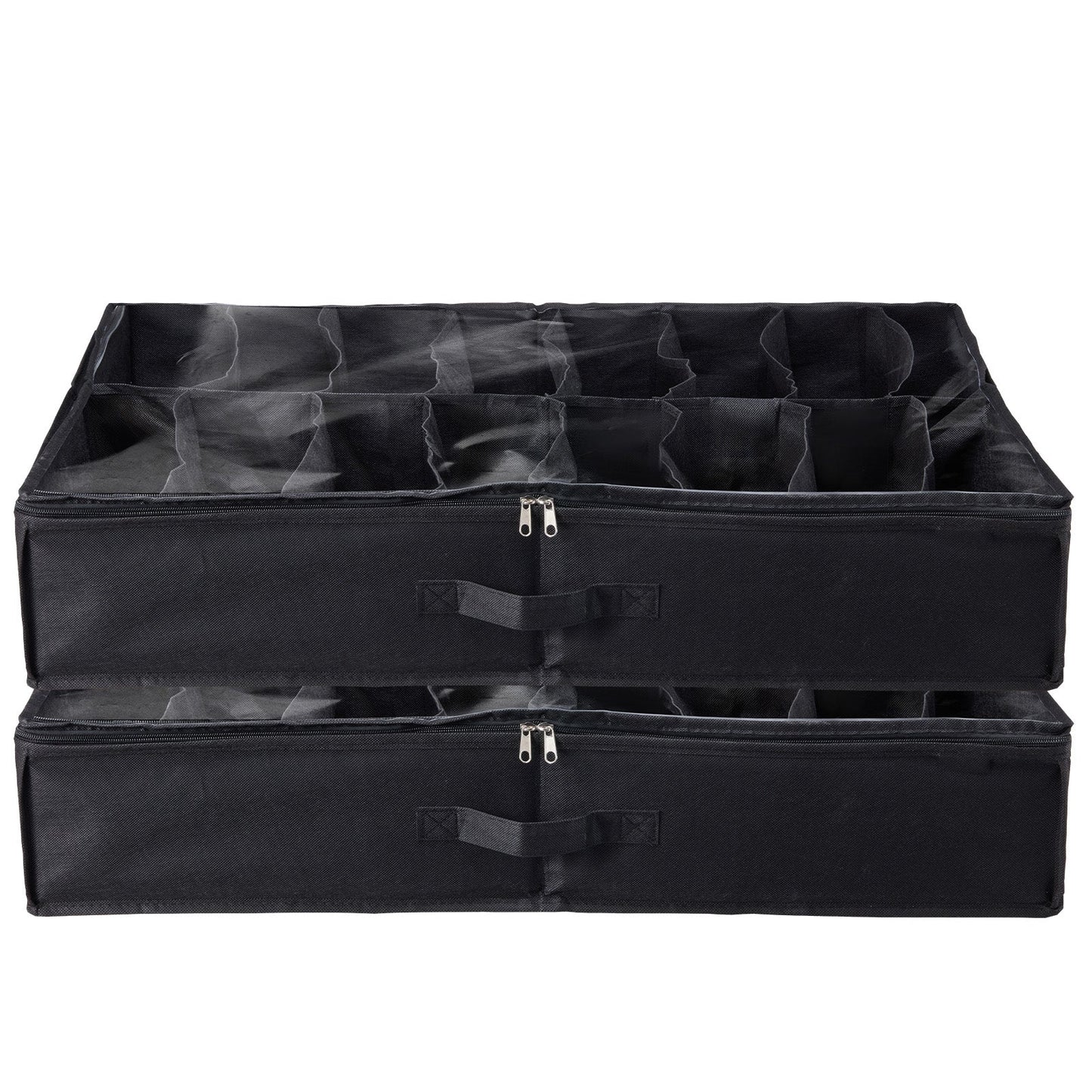 Sturdy under-bed shoe organizer set of 2, black fabric with dividers HouseOfZazla on Tampa Home & Garden Store