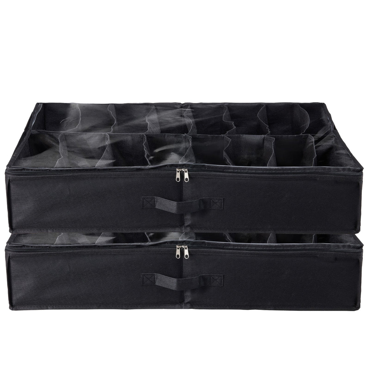 Sturdy under-bed shoe organizer set of 2, black fabric with dividers HouseOfZazla on Tampa Home & Garden Store