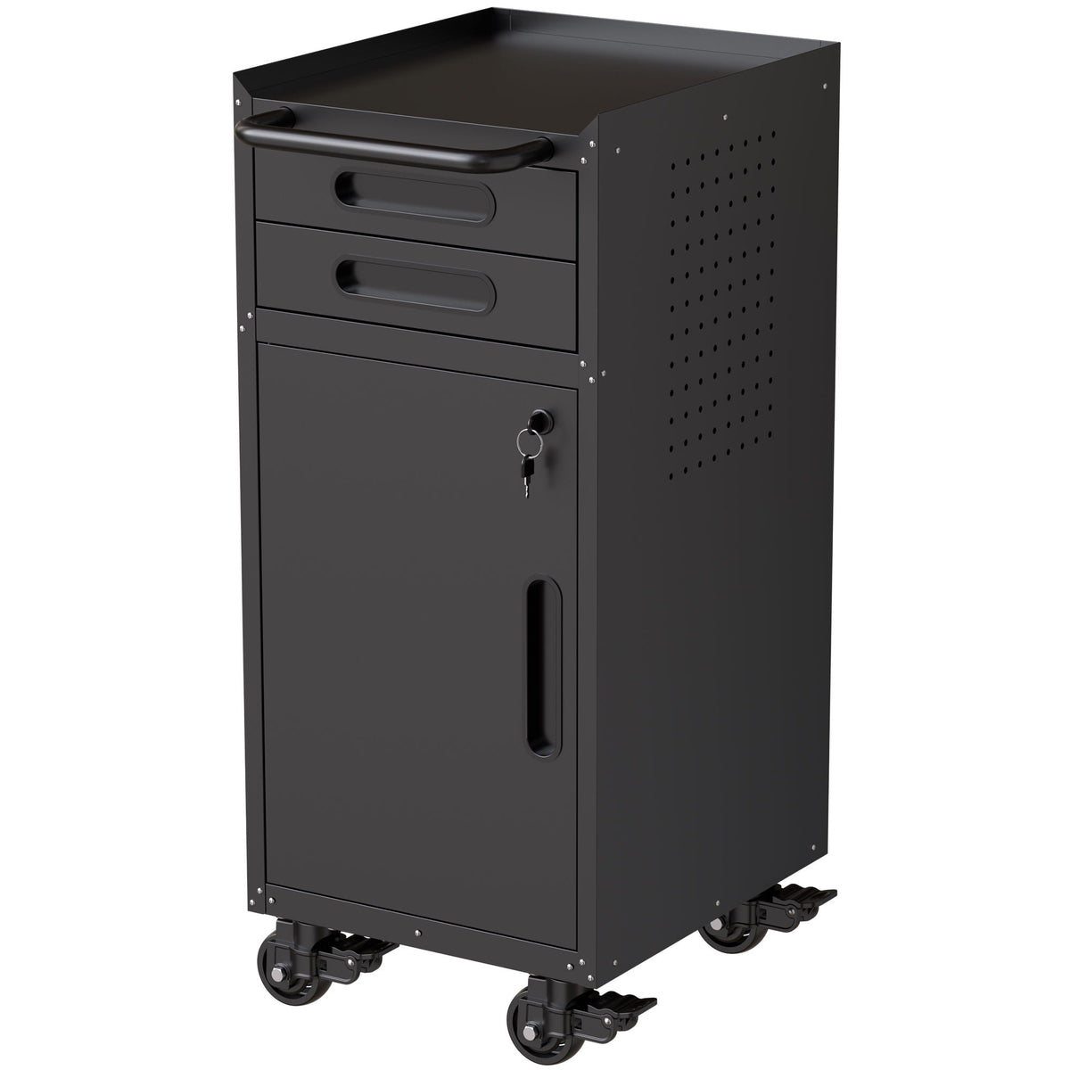 Rolling tool cabinet with lockable doors, gray metal, on casters, HouseOfZazla on Tampa Home & Garden Store