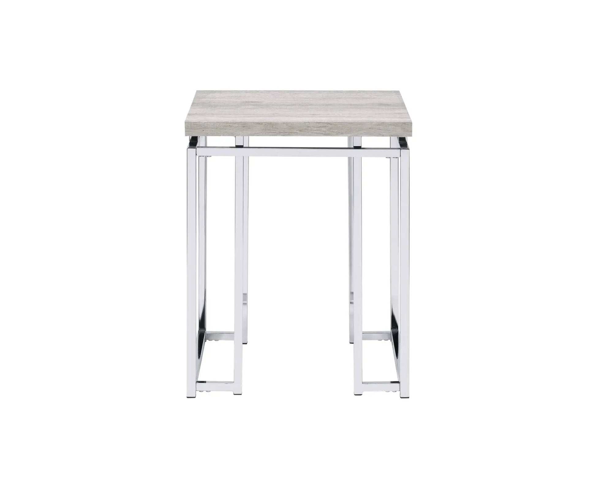 Chafik coffee table with light wood top and chrome legs, elegant details on Tampa Home & Garden Store