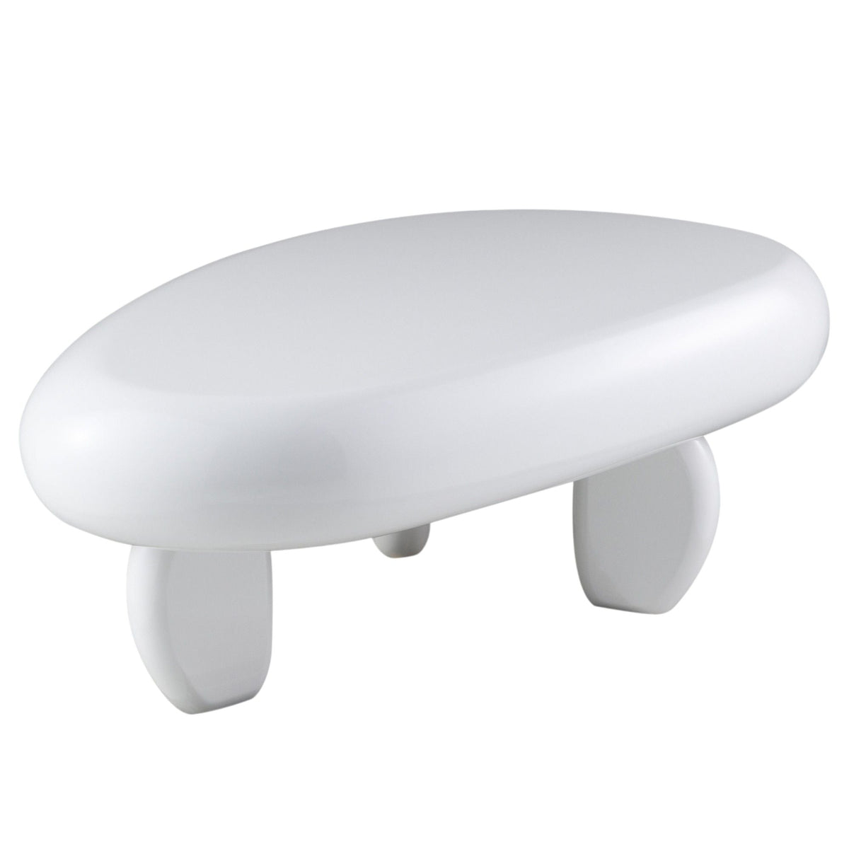 High Gloss End Table with durable synthetic wood in white, curved edge design on Tampa Home & Garden Store