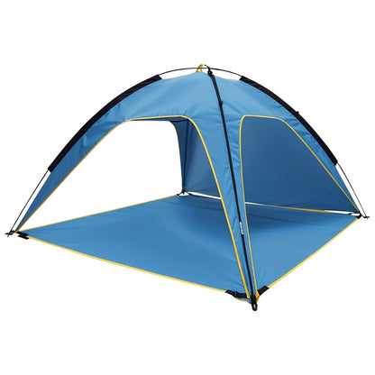 GemGear blue beach tent with yellow trim waterproof canopy for 4–6 people on Tampa Home & Garden Store