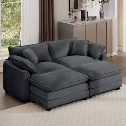 Modern oversized modular cushion sofa with ottoman in charcoal fabric, low back 3-piece set on Tampa Home & Garden Store