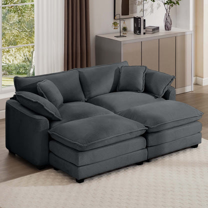 Modern Oversized Modular Cushion Sofa With Ottoman HouseOfZazla deep blue-gray fabric 2pc on Tampa Home & Garden Store