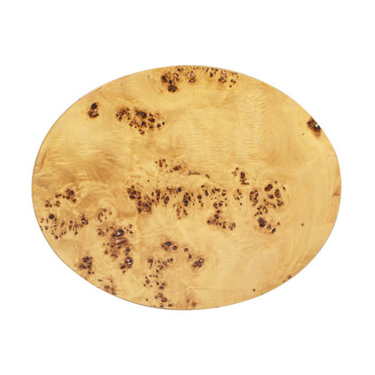 Accent oval pillar side table with burl wood veneer in light brown by HouseOfZazla on Tampa Home & Garden Store